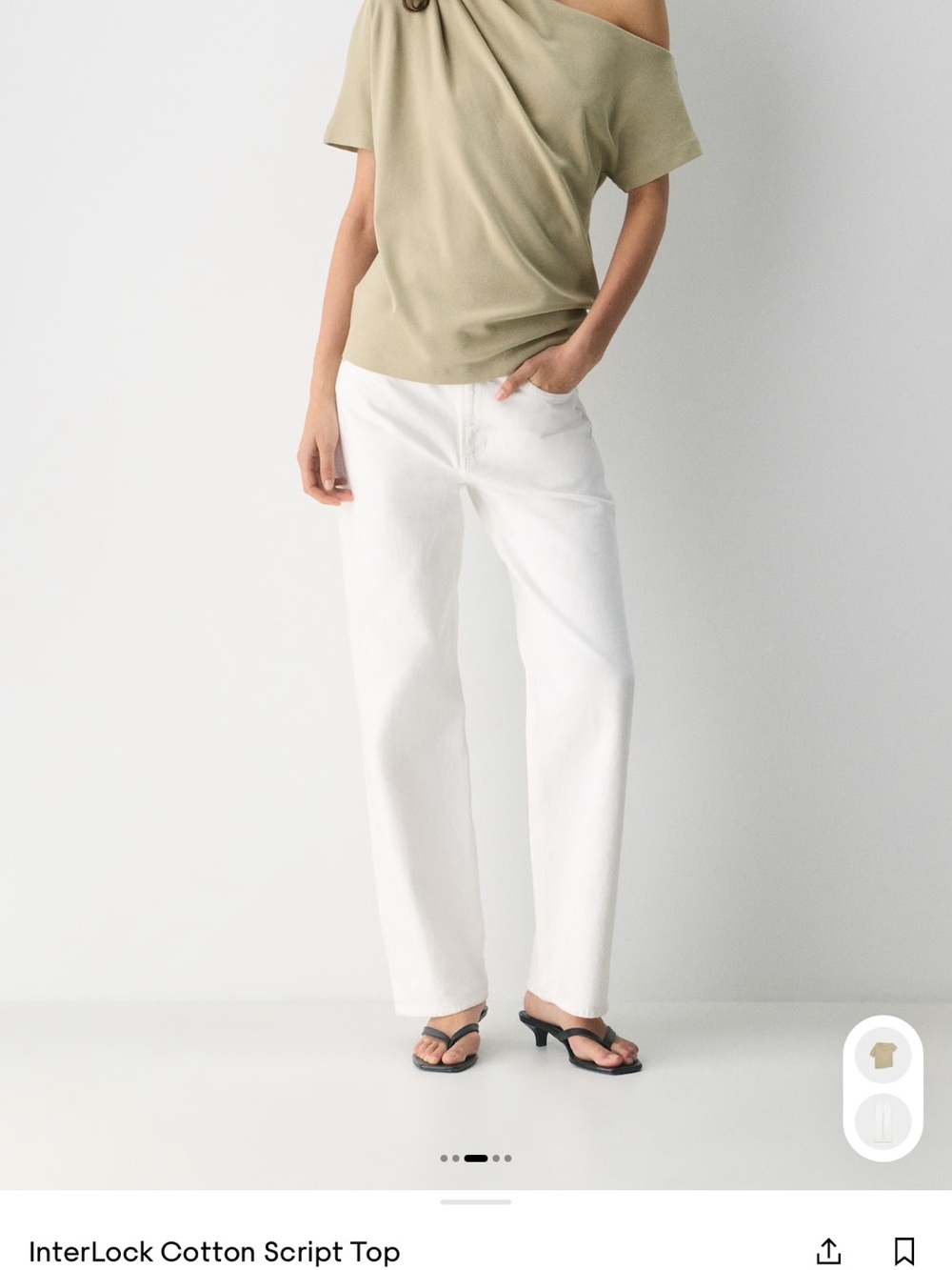 New with tags Cotton Script Top — Olive One-Shoulder Tee - Picture 6 of 6
